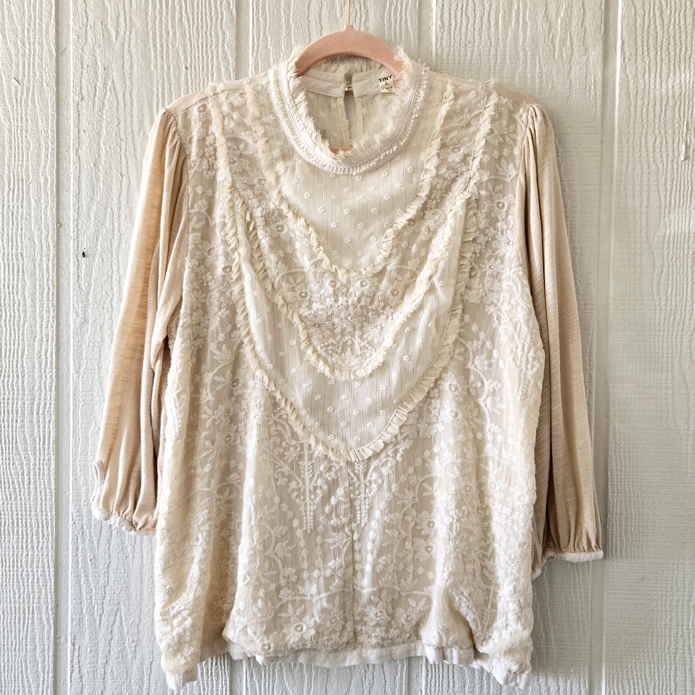 Anthropologie Cream Lace Blouse